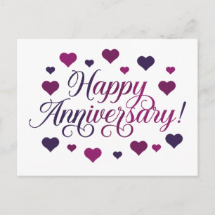 Elegante Happy Jubiläumspostkarte mit Herz Postkarte