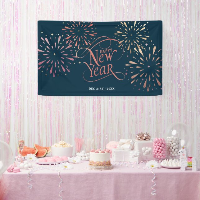 Elegante Happy New Year Gold Foil Banner (Party)