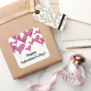 Elegante Happy Valentine's Day-Aufkleber Quadratischer Aufkleber