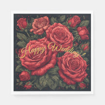 Elegante "Happy Wedding" Rose Papier Napkins