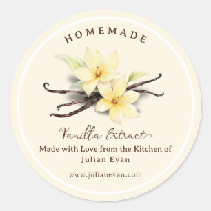 Elegante, hausgemachte Vanilla Extract Etikett Runder Aufkleber