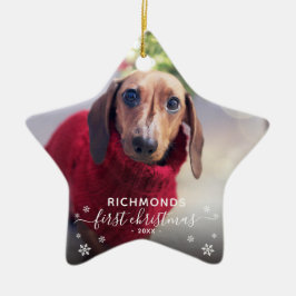 Elegante Haustiere "First Christmas" 2 Foto Weihna Keramik Ornament