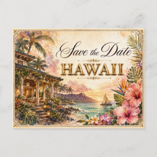 Elegante Hawaii Save-the-Date-Hochzeits-Einladung Postkarte