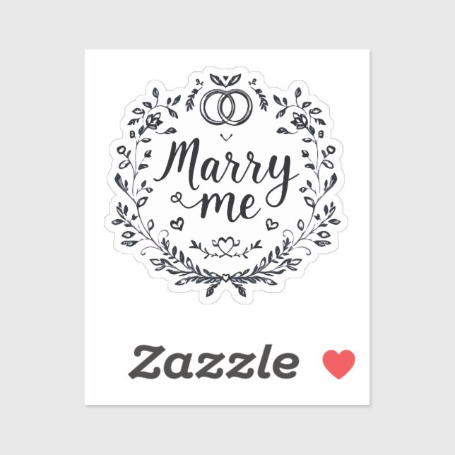 Elegante Heart Wedding Sticker 💍 "Marry Me" 👰 (Blatt)