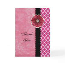 Elegante heißes Rosa Quatrefoil schwarze Blume