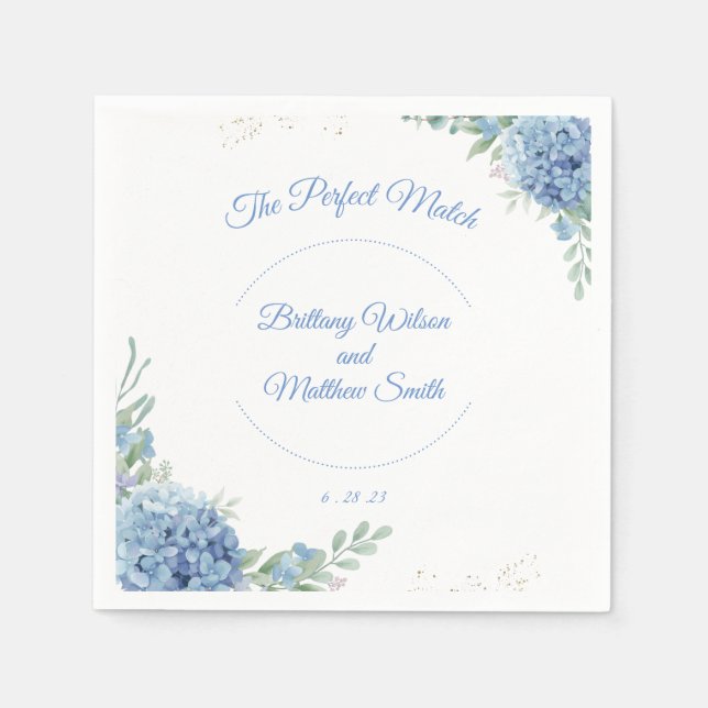 Elegante hellblaue, maßgeschneiderte Hochzeitsnapk Serviette (Vorderseite)