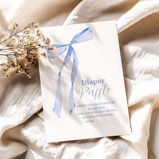 Elegante hellblaue Schleife  Diaper-Raffle Begleitkarte (Von Creator hochgeladen)