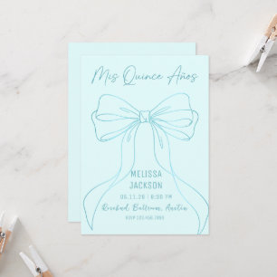 Elegante hellblaue Schleifen-Quinceanera Einladung