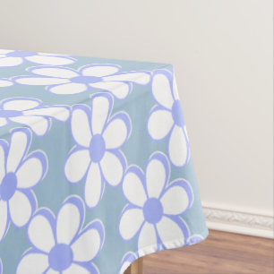 Elegante hellblaue und weiße Blumen Tischdecke
