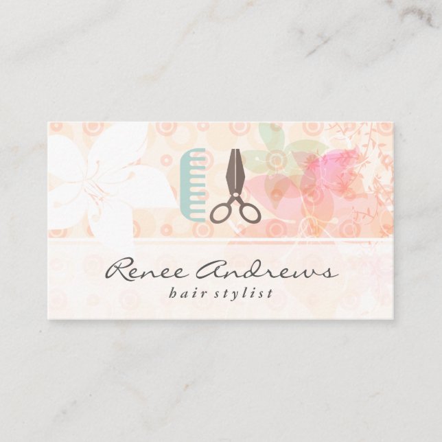 Elegante helle Blume | Hair Stylist Visitenkarte (Vorderseite)