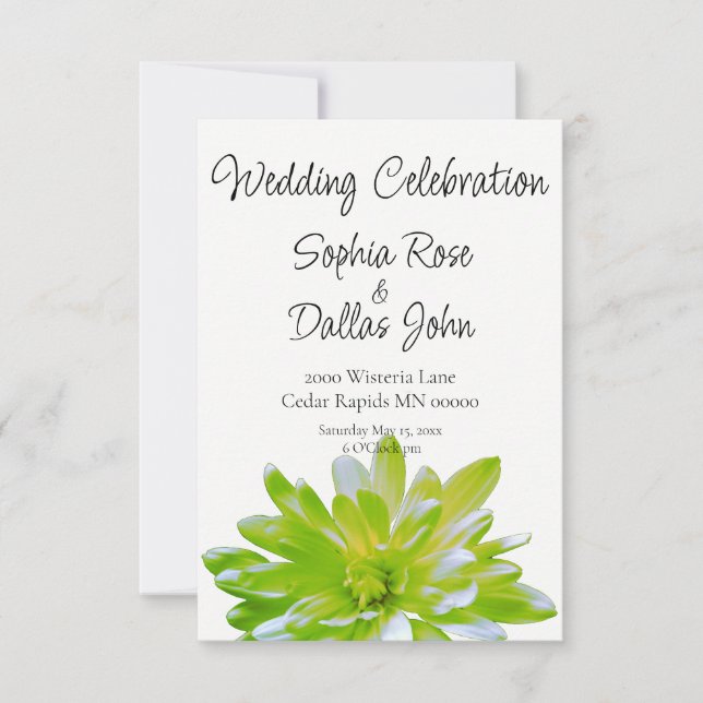 Elegante, helle grüne Blumen Hochzeit Einladung (Vorderseite)