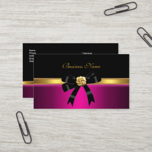 Elegante Helle Pink-Schwarze Gold-Juwel-Bogen Visitenkarte
