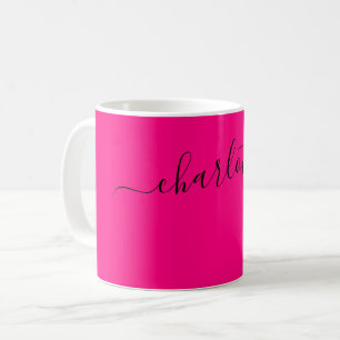Elegante Helle Pinkfarbe Moderne Name Personalisie Kaffeetasse