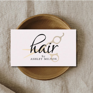 Elegante helle Rosen-Faux-Metall-Schere Friseur Visitenkarte