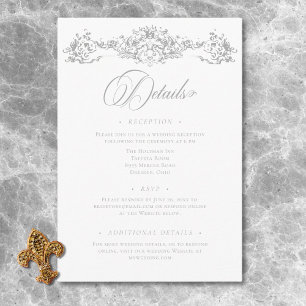 Elegante hellgraue Chinoiserie Cherub Hochzeit Begleitkarte