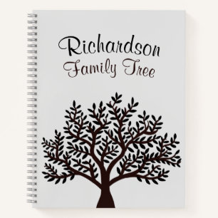 Elegante hellgraue Schwarze Familienbaum Genealogi Notizbuch