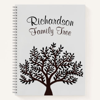 Elegante hellgraue Schwarze Familienbaum Genealogi Notizbuch