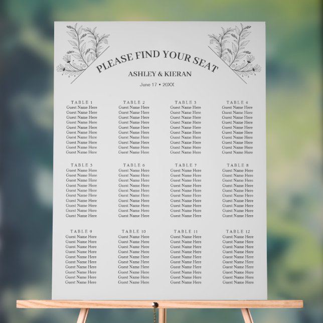 Elegante, hellgraue Sitzkarte Acrylschild (Neutral)