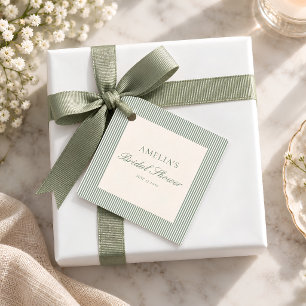 Elegante Hellgrün gestreifte Schrift Hochzeitsdusc Geschenkanhänger