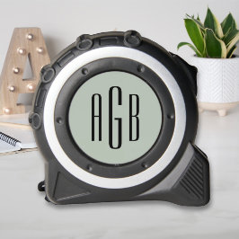 Elegante hellgrüne 3-Buchstaben-Monogramm-Initiale Maßband
