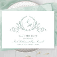 Elegante, hellgrüne Aquarellfarben-Monogrammkallig