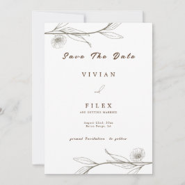 Elegante, hellgrüne, blühende Save the Date Karte