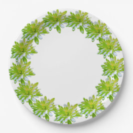 Elegante hellgrüne Blume mit Blumen Pappteller