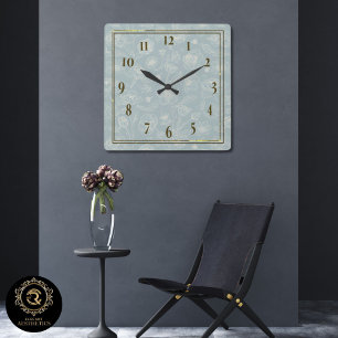 Elegante hellgrüne Blumenwanduhr - Geschenk für Zu Quadratische Wanduhr