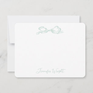 Elegante, hellgrüne Bow Personalisiert Stationery Mitteilungskarte