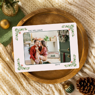 Elegante hellgrüne florale Weihnachts-Grußkarte Feiertagskarte