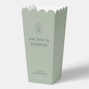 Elegante Hellgrüne Monogramm-Popcorn-Geschenkbox Geschenkschachtel