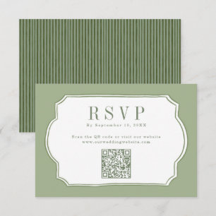 Elegante Hellgrüne QR-Code-Hochzeitswebsite-RSVP Karte