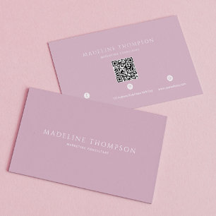 Elegante Helllila Minimalist QR-Code Visitenkarte