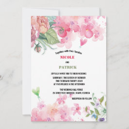 Elegante, hellrosa, florale Hochzeit Einladung