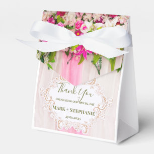 Elegante, hellrosa, florale Hochzeit Geschenkschachtel