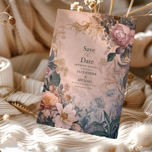 Elegante, hellrosa, florale Hochzeit Save The Date