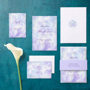 Elegante hellviolette Fliederblüten Hochzeit Begleitkarte