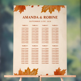 Elegante Herbst-Ahornblätter-Hochzeits-Sitzplan Acrylschild