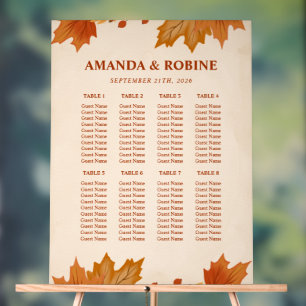 Elegante Herbst-Ahornblätter-Hochzeits-Sitzplan Acrylschild