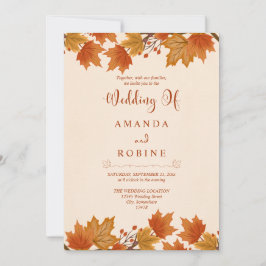 Elegante Herbst-Ahornblätter-Hochzeitseinladung