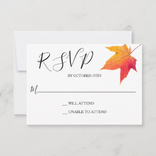 Elegante Herbst-Blatt-Hochzeitsantwort RSVP Karte