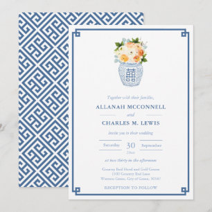 Elegante Herbst-Blume Ginger Jar Wedding Einladung