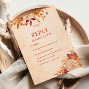 Elegante Herbst-Blumen-Gästebestätigung RSVP Karte