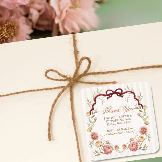 Elegante Herbst-Blumen-Thank-You-For-Order Quadratischer Aufkleber