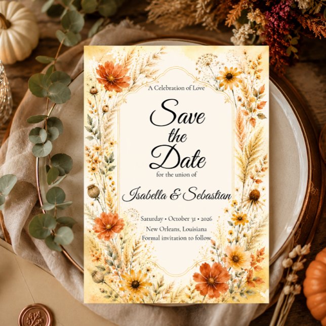 Elegante Herbst-Blumenhochzeit Save The Date (Von Creator hochgeladen)