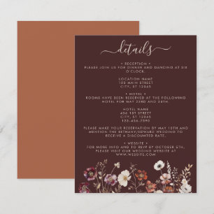 Elegante Herbst-Braun-Blumen-Hochzeit Begleitkarte
