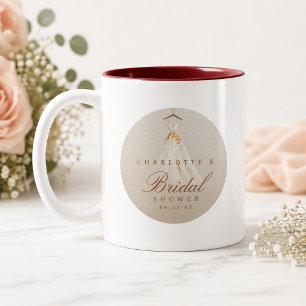 Elegante Herbst-Brautparty-Tasse mit Kleid-Grafik Zweifarbige Tasse