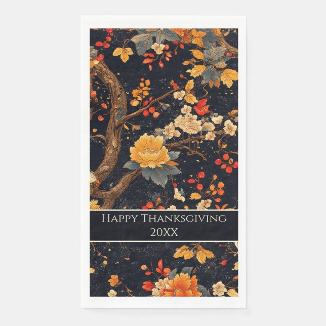 Elegante Herbst-Chinoiserie-Papierteller Serviette (Vorderseite)