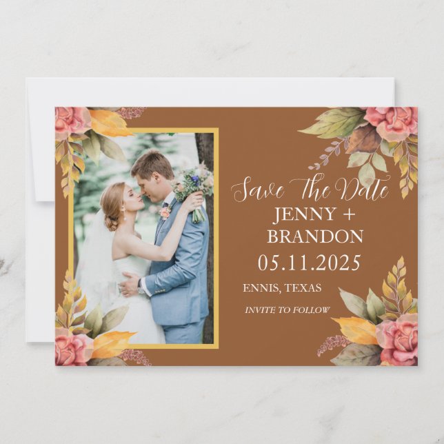 Elegante Herbst Foto: Save The Date (Vorderseite)