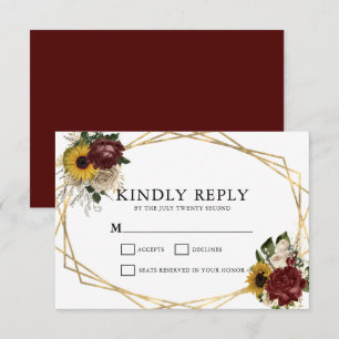 Elegante Herbst-Hochzeit mit geometrischen Rahmen RSVP Karte